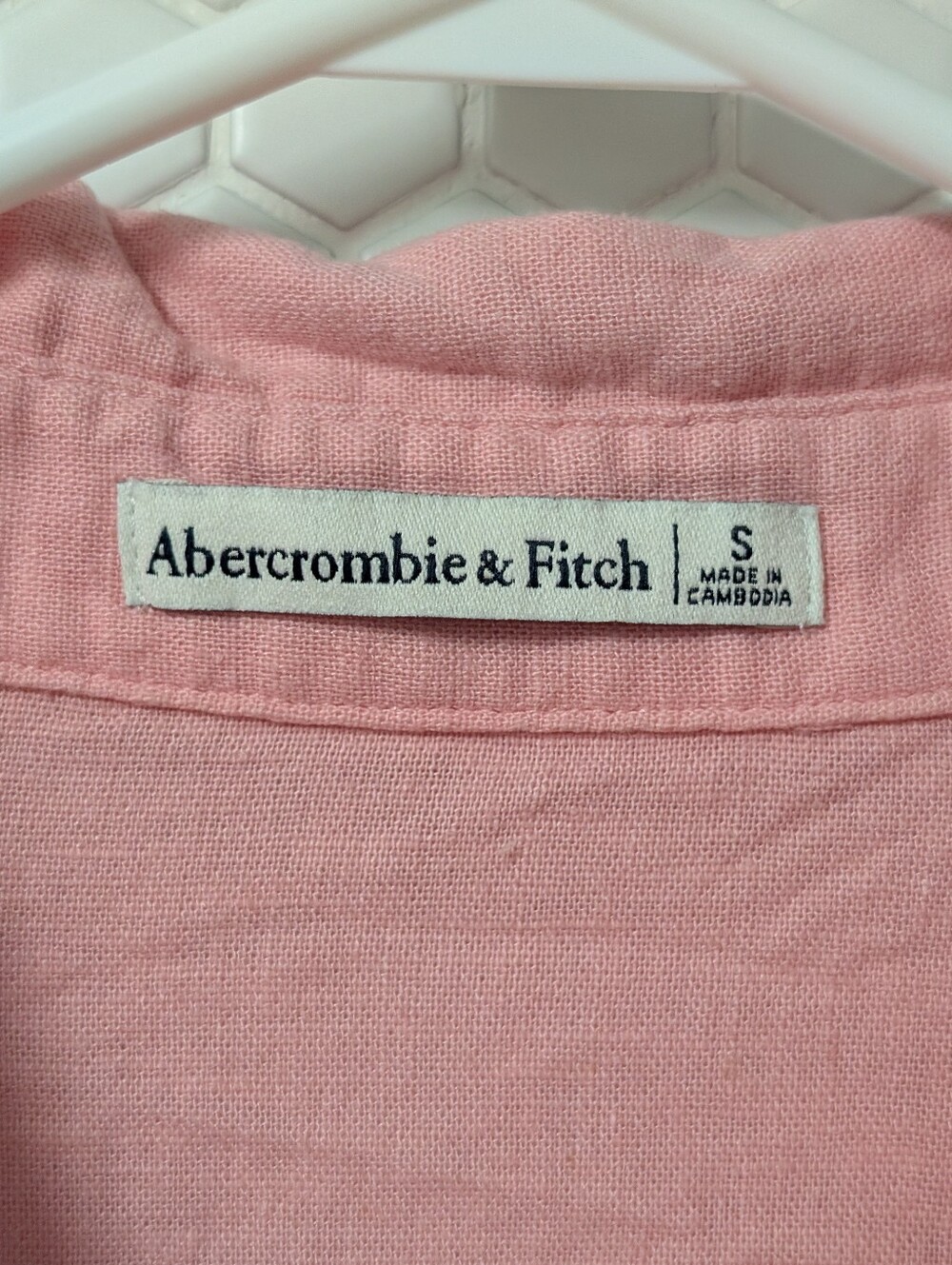 Abercrombie & Fitch short sleeve button down Linen Blend Shirt relaxed boxy fit - Picture 8 of 9